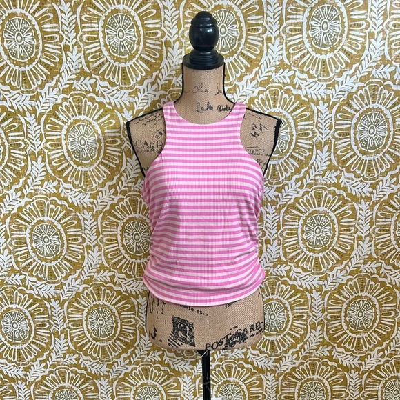 NWT AFRM Ruskin Ribbed Racerback Sleeveless Tank Top in Pink/Nude Stripe size XL - Picture 4 of 9